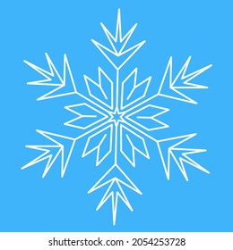Snowflake, symmetrical icon symbol of winter and christmas. Star snowflake, vector illustration