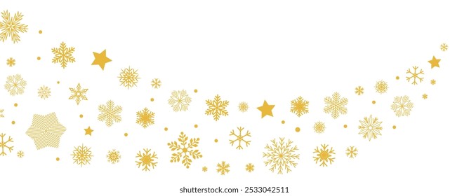 Cola del copo de nieve, copos de nieve de la onda aislados, Navidades y decoración del año Nuevo