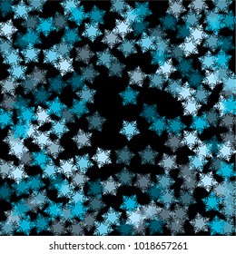 Snowflake texture consists of isolated elements, with black back. Stylish, consist of beautiful elements in snowflake texture. Can be used as print, wallpaper, cards, poster, logo, background