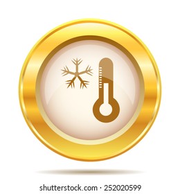 Snowflake with thermometer icon. Internet button on white background. EPS10 vector. 