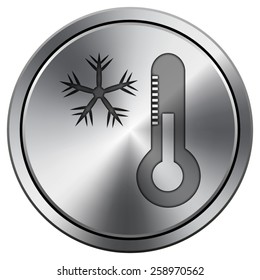 Snowflake with thermometer icon. Internet button on white background. EPS10 Vector. 