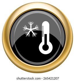 Snowflake with thermometer icon. Internet button on white  background. EPS10 Vector. 