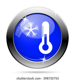 Snowflake with thermometer icon. Internet button on white background. EPS10 vector