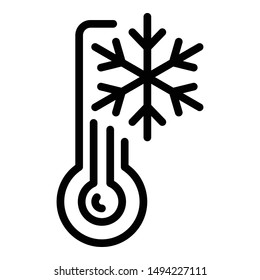 Snowflake thermometer icon. Outline snowflake thermometer vector icon for web design isolated on white background