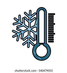 snowflake and thermometer weather related icon image vector illustration design 