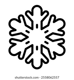 Snowflake thin black line icon. Editable vector stroke.
