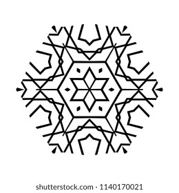 Snowflake thin line icon isolated on white background. Snow flake element for winter design and decoration. Refrigerator vector symbol or logo