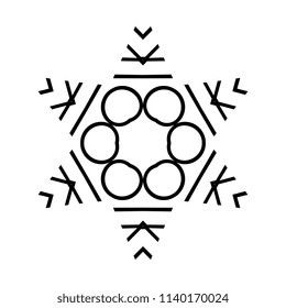 Snowflake thin line icon isolated on white background. Snow flake element for winter design and decoration. Refrigerator vector symbol or logo