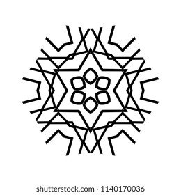 Snowflake thin line icon isolated on white background. Snow flake element for winter design and decoration. Refrigerator vector symbol or logo