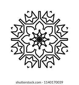 Snowflake thin line icon isolated on white background. Snow flake element for winter design and decoration. Refrigerator vector symbol or logo