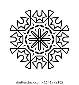 Snowflake thin line icon isolated on white background. Snow flake element for winter design and decoration. Refrigerator vector symbol or logo