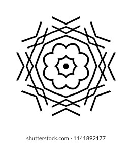 Snowflake thin line icon isolated on white background. Snow flake element for winter design and decoration. Refrigerator vector symbol or logo