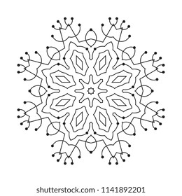 Snowflake thin line icon isolated on white background. Snow flake element for winter design and decoration. Refrigerator vector symbol or logo