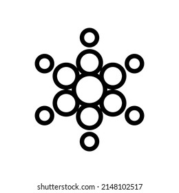 Snowflake thin line icon on white background - Vector illustration