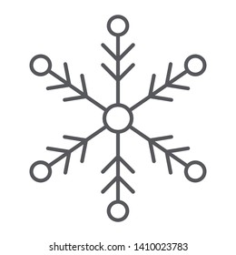 Snowflake thin line icon, weather and climate, snow sign, vector graphics, a linear pattern on a white background, eps 10.