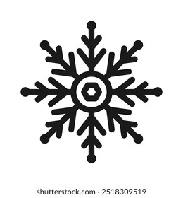 Ícone de linha fina floco de neve.Sinal congelado.Elemento decorativo para Natal e feriado de Ano Novo.Fundo transparente.Simples ícones de neve de linha preta.Ilustração de vetor EPS 10