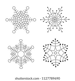 Snowflake thin line icons isolated on white background. Snow flake elements for winter design and decoration. Refrigerator vector symbols or logo