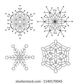 Snowflake thin line icons isolated on white background. Snow flake elements for winter design and decoration. Refrigerator vector symbols or logo
