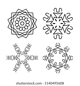 Snowflake thin line icons isolated on white background. Snow flake elements for winter design and decoration. Refrigerator vector symbols or logo