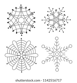 Snowflake thin line icons isolated on white background. Snow flake elements for winter design and decoration. Refrigerator vector symbols or logo