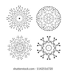 Snowflake thin line icons isolated on white background. Snow flake elements for winter design and decoration. Refrigerator vector symbols or logo