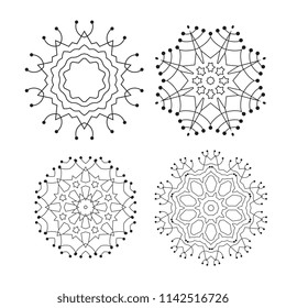 Snowflake thin line icons isolated on white background. Snow flake elements for winter design and decoration. Refrigerator vector symbols or logo