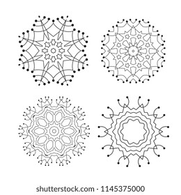 Snowflake thin line icons isolated on white background. Snow flake elements for winter design and decoration. Refrigerator vector symbols or logo