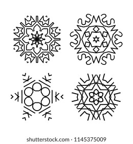 Snowflake thin line icons isolated on white background. Snow flake elements for winter design and decoration. Refrigerator vector symbols or logo