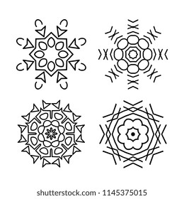 Snowflake thin line icons isolated on white background. Snow flake elements for winter design and decoration. Refrigerator vector symbols or logo