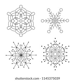 Snowflake thin line icons isolated on white background. Snow flake elements for winter design and decoration. Refrigerator vector symbols or logo