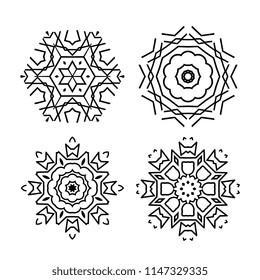 Snowflake thin line icons isolated on white background. Snow flake elements for winter design and decoration. Refrigerator vector symbols or logo