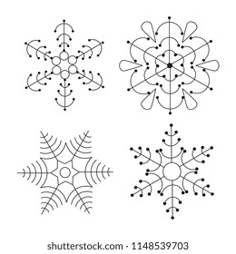Snowflake thin line icons isolated on white background. Snow flake elements for winter design and decoration. Refrigerator vector symbols or logo
