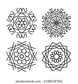 Snowflake thin line icons isolated on white background. Snow flake elements for winter design and decoration. Refrigerator vector symbols or logo