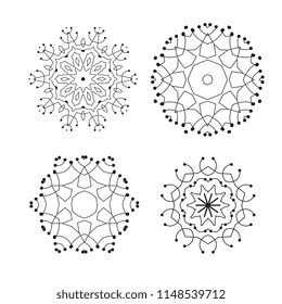 Snowflake thin line icons isolated on white background. Snow flake elements for winter design and decoration. Refrigerator vector symbols or logo