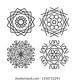 Snowflake thin line icons isolated on white background. Snow flake elements for winter design and decoration. Refrigerator vector symbols or logo