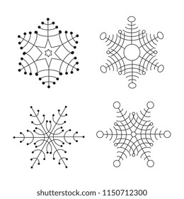 Snowflake thin line icons isolated on white background. Snow flake elements for winter design and decoration. Refrigerator vector symbols or logo