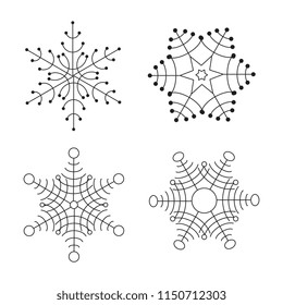 Snowflake thin line icons isolated on white background. Snow flake elements for winter design and decoration. Refrigerator vector symbols or logo