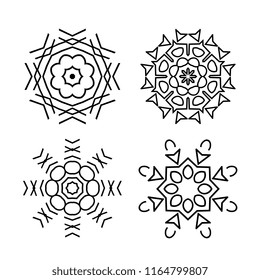 Snowflake thin line icons isolated on white background. Snow flake elements for winter design and decoration. Refrigerator vector symbols or logo