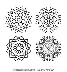 Snowflake thin line icons isolated on white background. Snow flake elements for winter design and decoration. Refrigerator vector symbols or logo