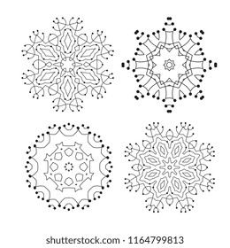 Snowflake thin line icons isolated on white background. Snow flake elements for winter design and decoration. Refrigerator vector symbols or logo