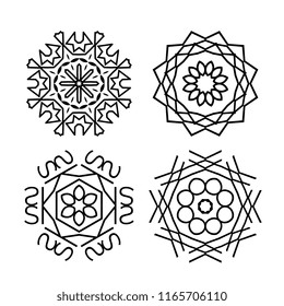 Snowflake thin line icons isolated on white background. Snow flake elements for winter design and decoration. Refrigerator vector symbols or logo