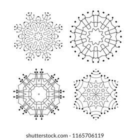 Snowflake thin line icons isolated on white background. Snow flake elements for winter design and decoration. Refrigerator vector symbols or logo