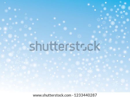 Snowflake transparent decoration effect. Christmas falling snow vector isolated on colorful background. Xmas snow flake pattern. Magic white snowfall texture. Winter snowstorm backdrop illustration.