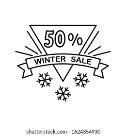 Snowflake triangle 50% icon. Simple line, outline vector elements of winter sale icons for ui and ux, website or mobile application