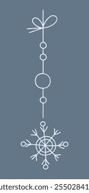 Snowflake with two circles on a string. Color clipart illustration