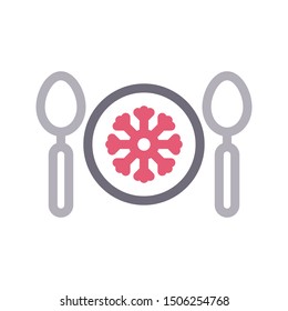 snowflake utensils colour line vector icon