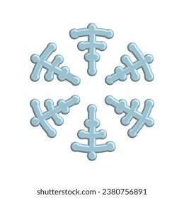 Snowflake variation icon collection. Ice crystal . Winter symbol. Vector illustration.