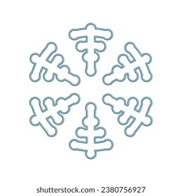 Colección de iconos de variación de copo de nieve. Cristal de hielo. Símbolo de invierno. Ilustración vectorial.