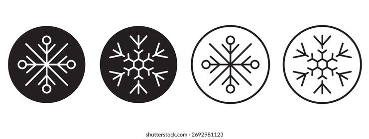 Coleção de ícones de variações de floco de neve. Flocos de neve cristal de gelo branco sobre fundo branco. Símbolo de inverno. Sinal de logotipo de Natal.