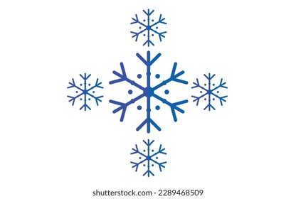 Snowflake variations icon, Snowflakes blue ice crystal on white background. Winter symbol. Christmas logo sign. Vector illustration.